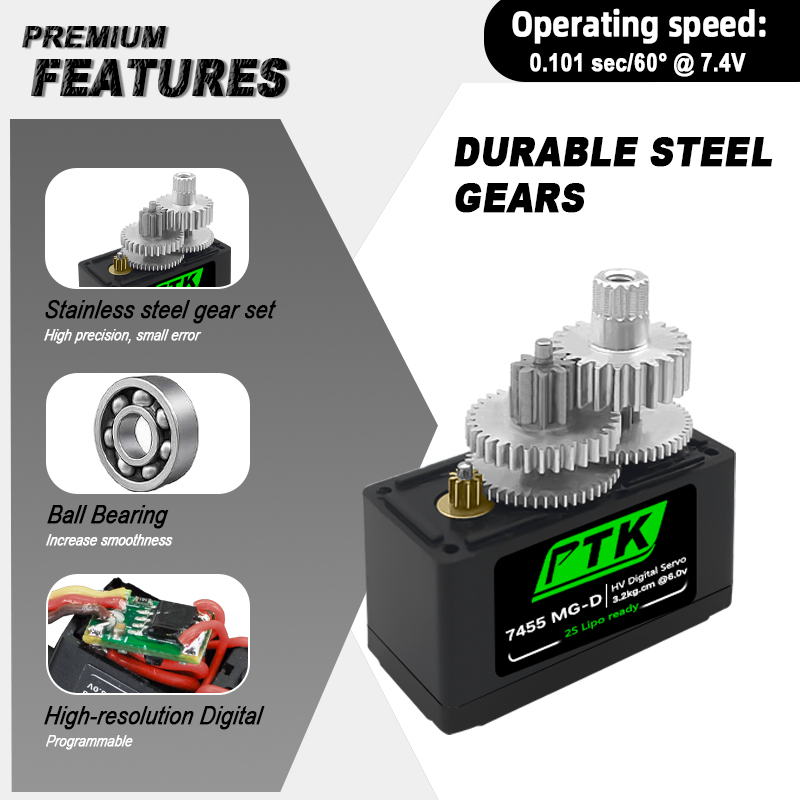 PTK 7455MG-D servo 12g Digital - Drone Helicopter Rc ulasan dan harga