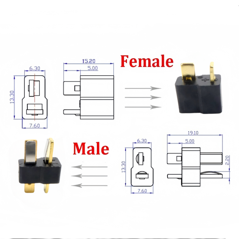Adaptor Konektor T Plug Male F - Drone Rc Not Connected ulasan dan harga