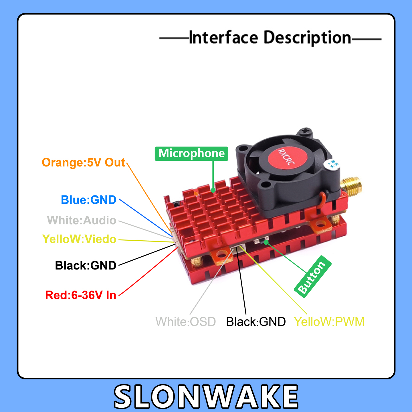 SLONWAKE 5.8G 2W VTX FPV Kamer - Drone Ae Rc ulasan dan harga