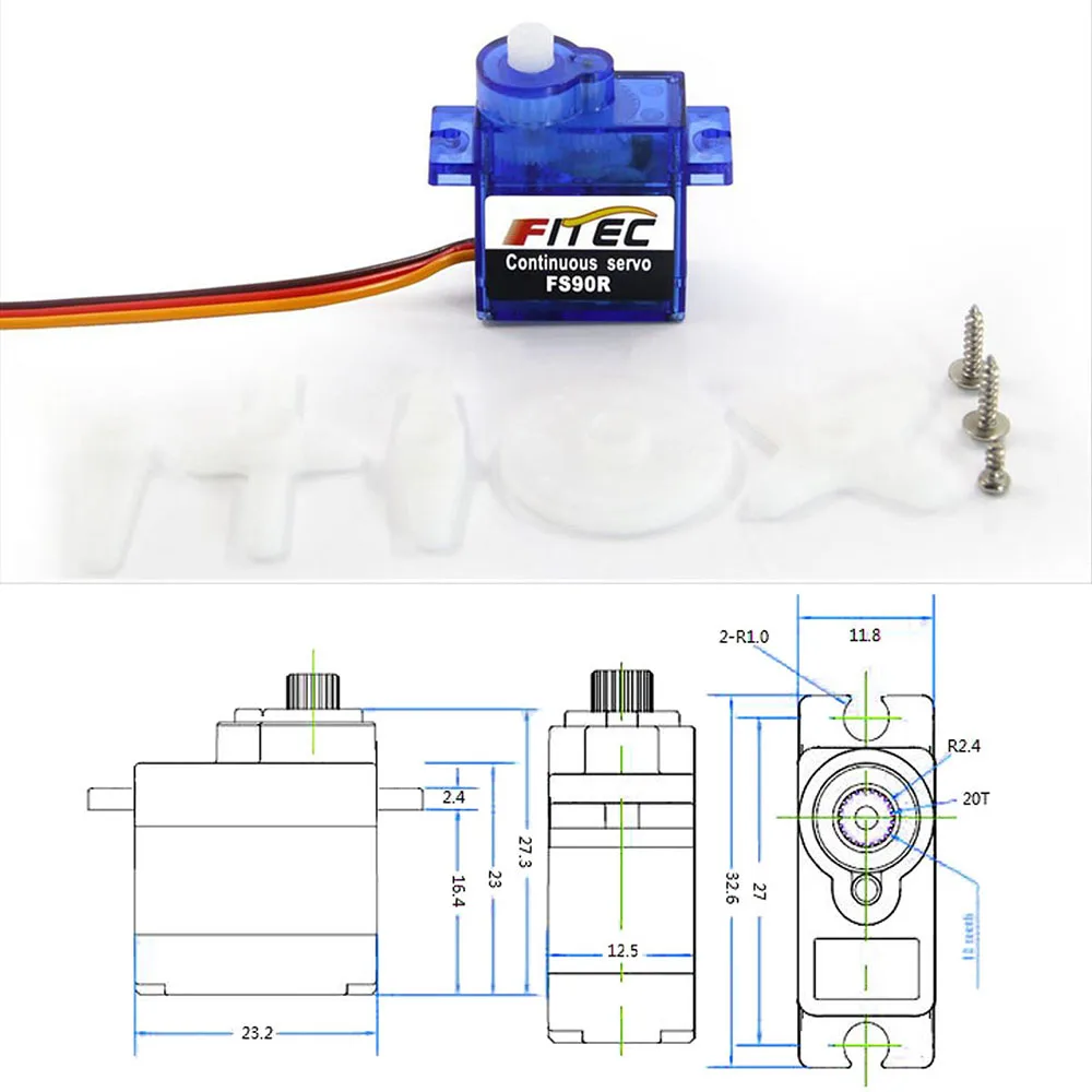 Feetech Mini FS90R mikro Servo - Drone Helicopter Rc ulasan dan harga